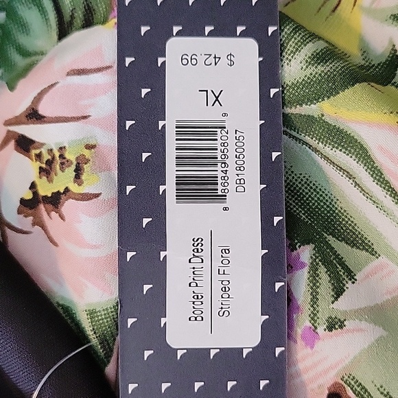 DOWNEAST Border Print DRESS Striped Floral sz XL NWT $42.99 - Picture 9 of 9